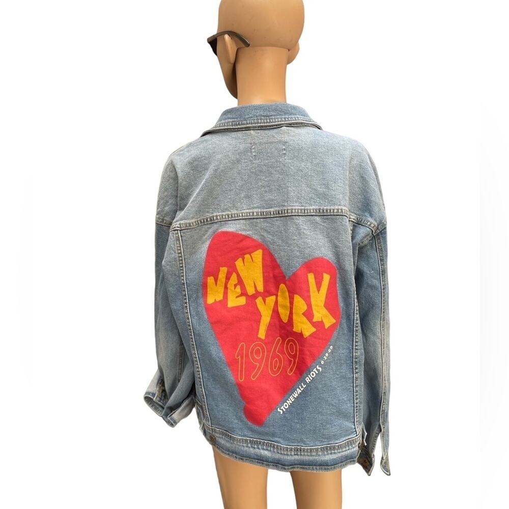 Pride Denim Jacket XL Denim Trucker New York 1969 Stonewall Riots Graphic Blue